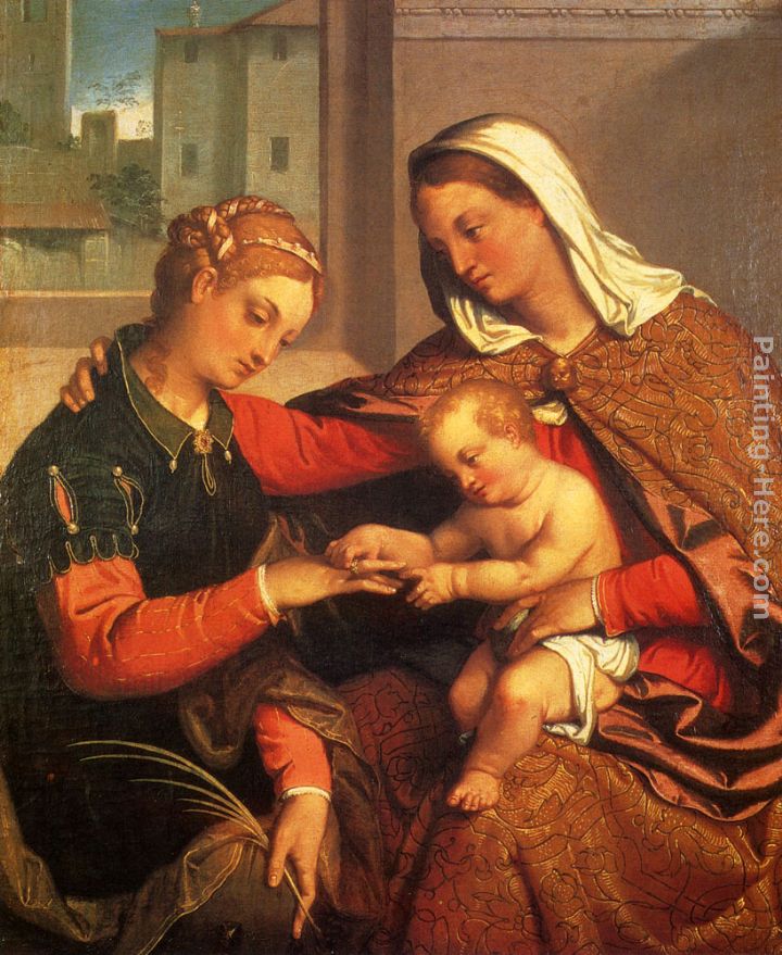 The Mystic Marriage Of St. Catherine painting - Giovanni Battista Moroni The Mystic Marriage Of St. Catherine art painting